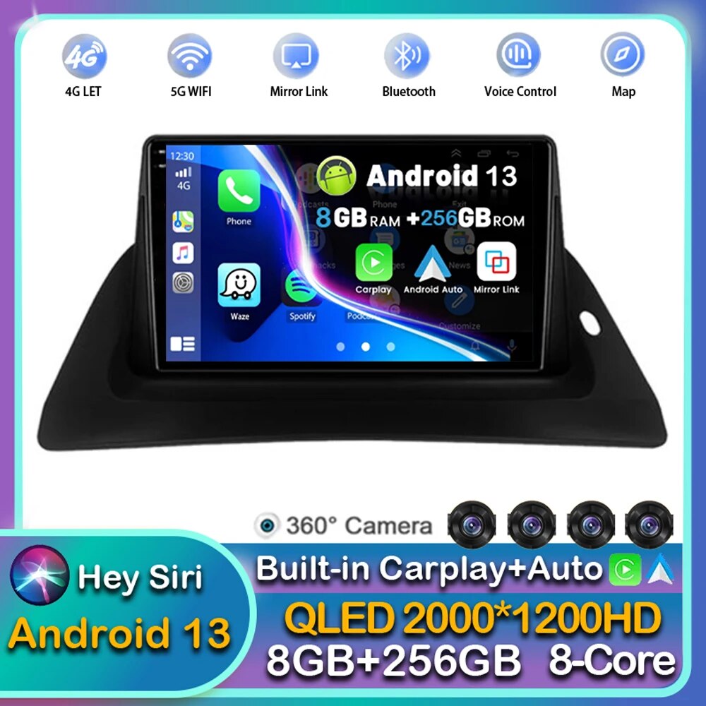Android 13 Carplay Auto For Renault Kangoo 2009 2012 2015 2016 2017 2018 Car Radio Multimedia Stereo Video Player Navigation Dsp