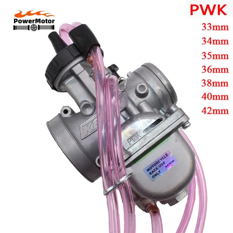 Keihin Motorcycle Carburetor 4 Stroke Carb Parts PWK 33 34 35 36 38 40 42 mm for Engine Racing Scooters Dirt Bike with Power Jet