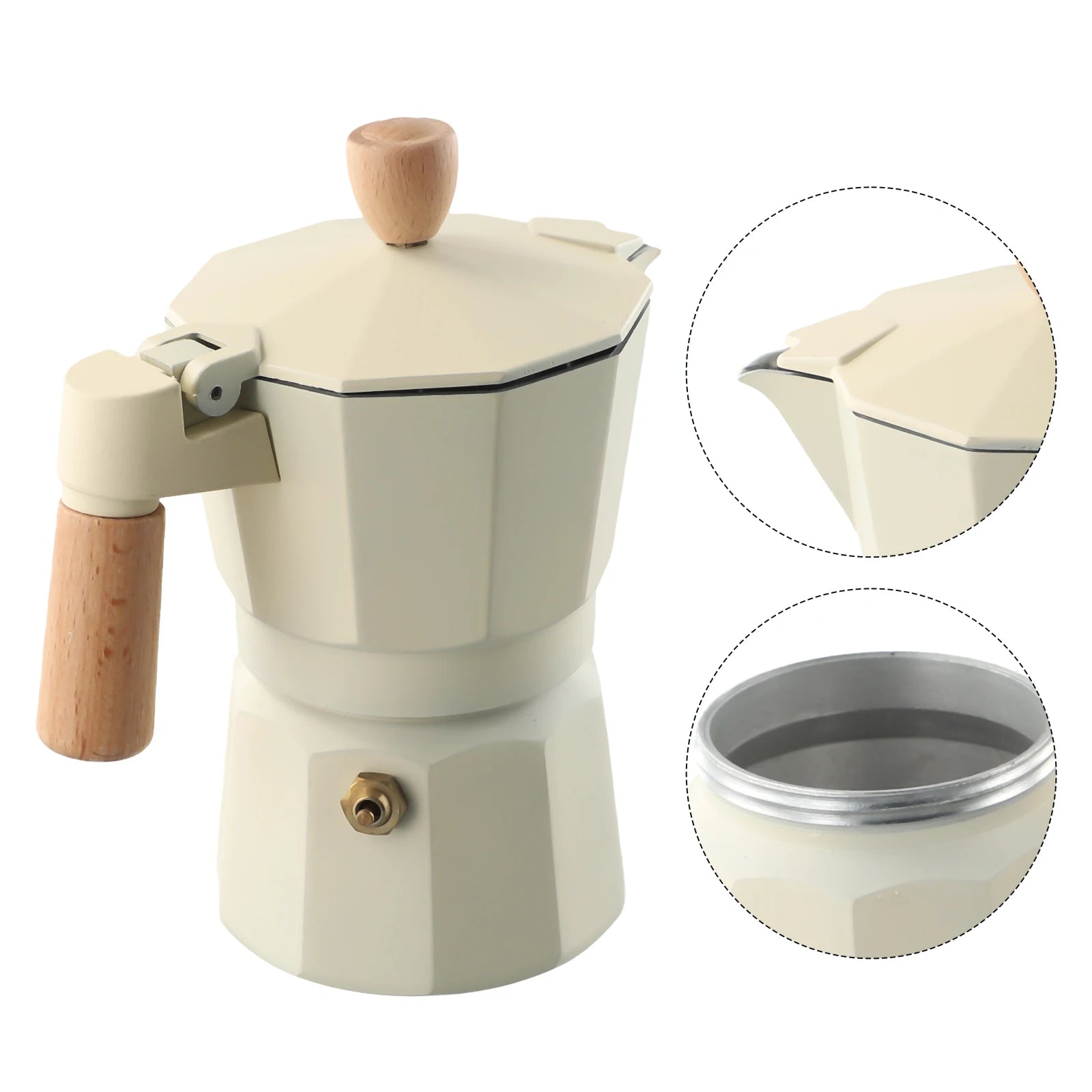 Moka Pot Stovetop Espresso Maker 3/6 Cup Coffee Maker With Solid Wood Handle Classic Italian Style Manual Coffee Machine Makers
