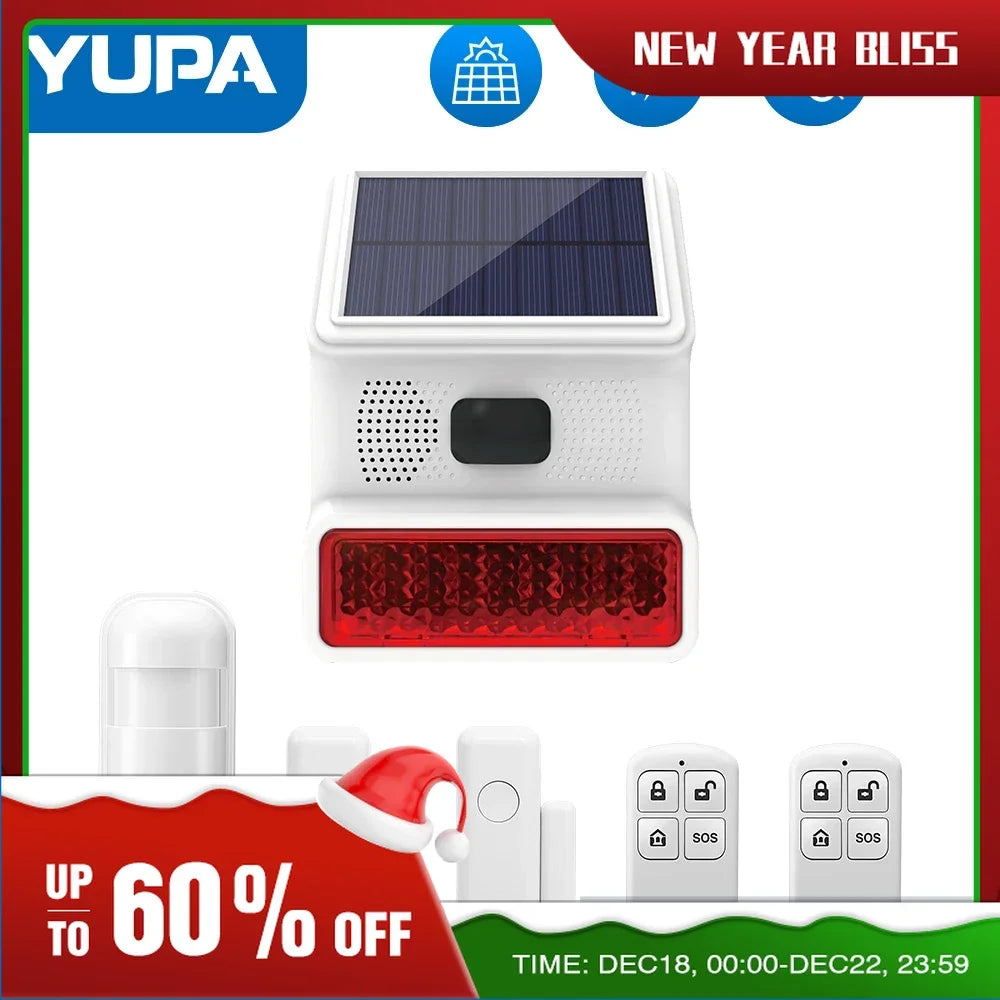 YUPA Wireless Outdoor Solar Waterproof Alarm For Family Alarm 433MHz Home Safety Alarm System Outdoor Siren External Alarm Siren