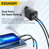 Essager 20W GaN USB Type C Charger PD Fast Charge Phone QC 3.0 Quick Chargers For iPhone 14 13 12 11 Pro Max Mini iPad Charging