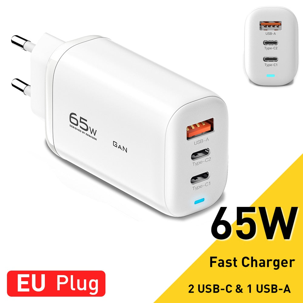 Essager 65W GaN USB Type C Charger For Laptop PPS 45W 25W Fast Charge For Samsung QC3.0 PD3.0 For iPhone14 13 Pro Phone Chagers