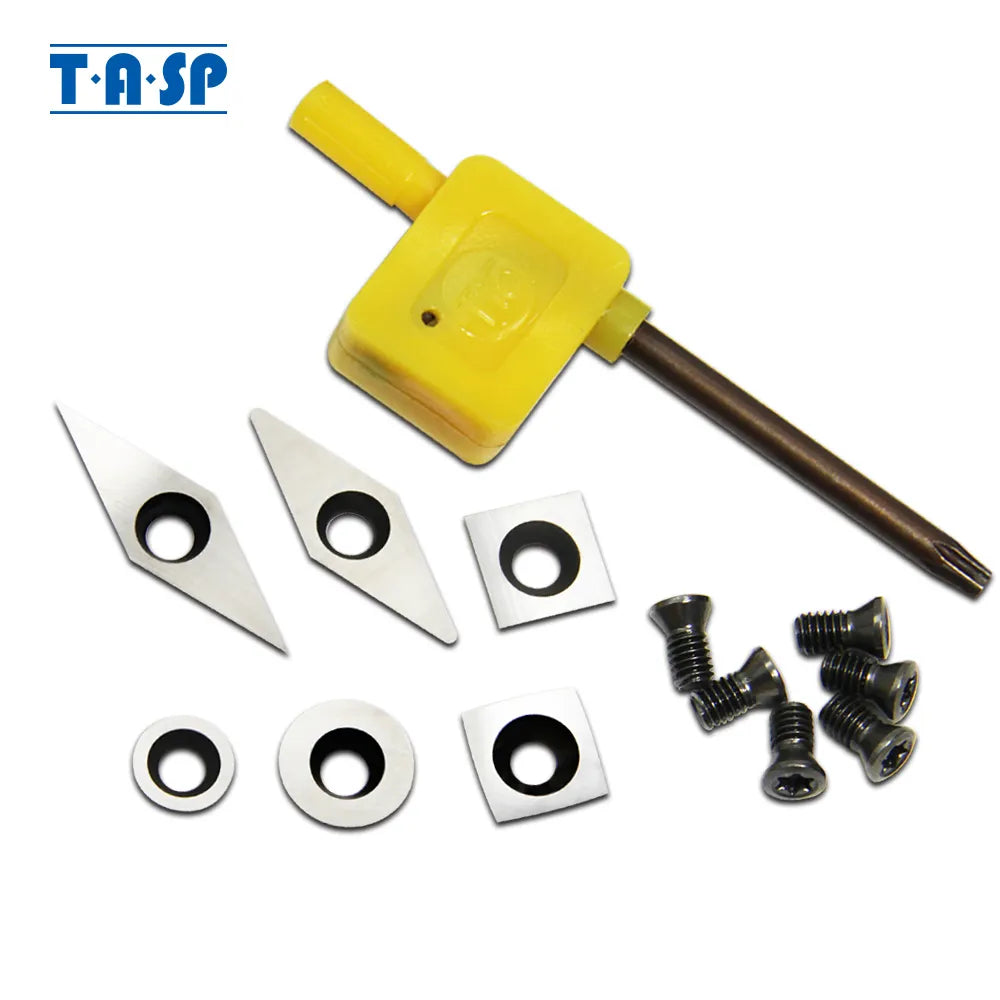 TASP Carbide Cutter Inserts Set Woodturning Tools Replacement Cutter Hollowers Finishers Wood Lathe Turning Tools