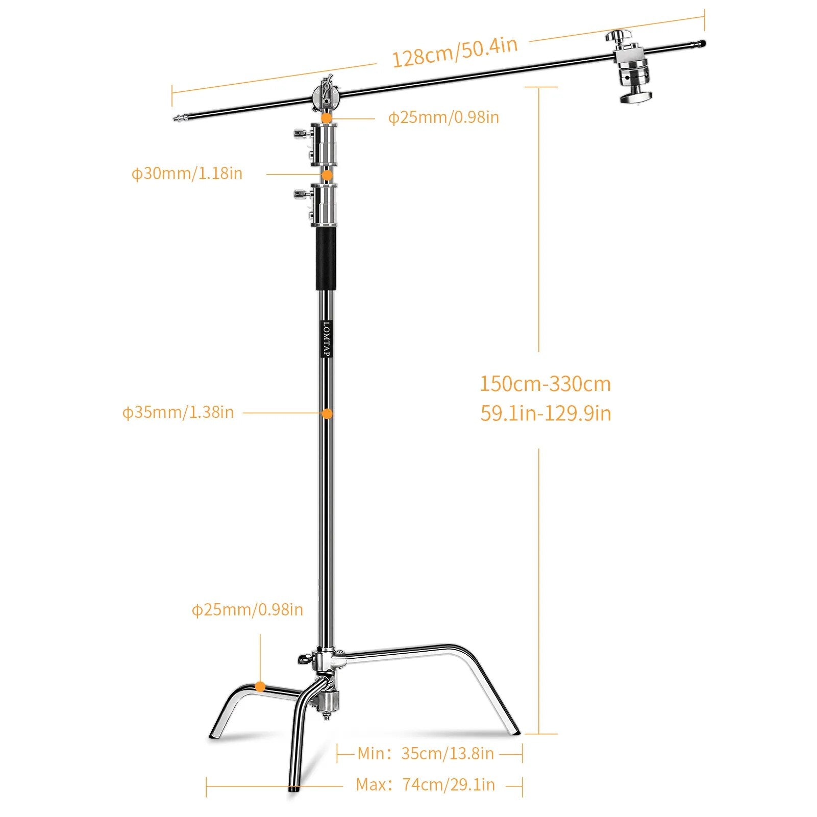 2.6/3.3m C-stand Tripod Photography Light Stand 100% Metal 8.53FT With Boom Arm Professional For Photo Studio Softbox Reflector