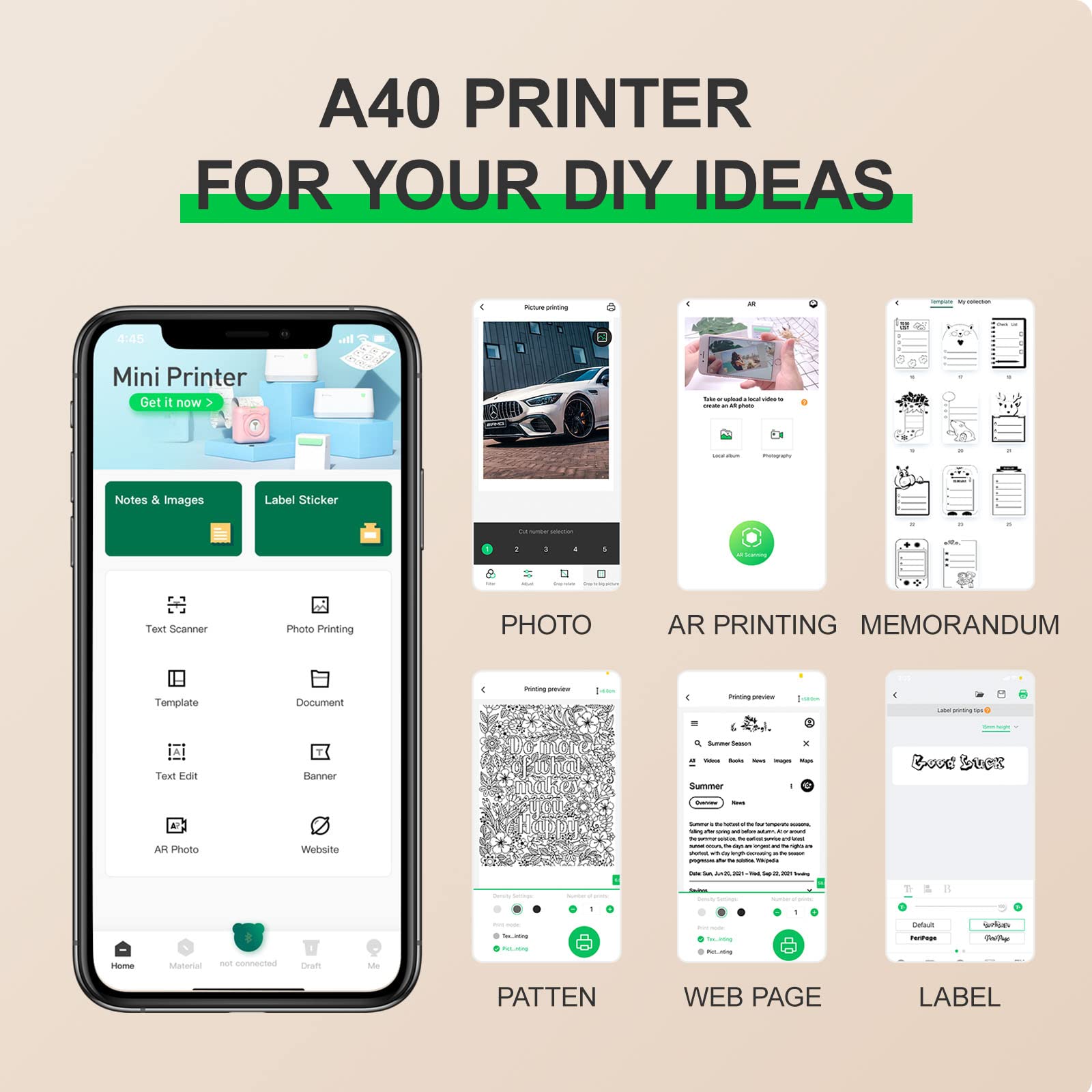 PeriPage A4 Portable Printer Bluetooth Wireless Thermal Label Printer Tattoo Transfer Paper Printing impresora termica tattoo