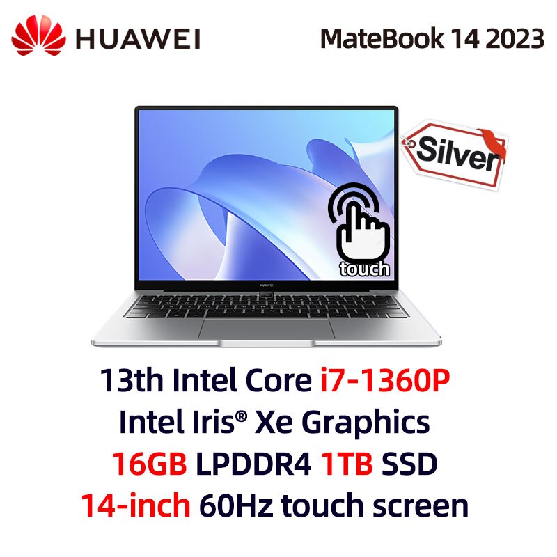 HUAWEI  MateBook 14 Laptop 2023 Intel Core I7-1360P I5-1340P 16G/32GB 512G/1TB SSD Xe Graphics 14″ 60Hz Touch Screen Notebook PC