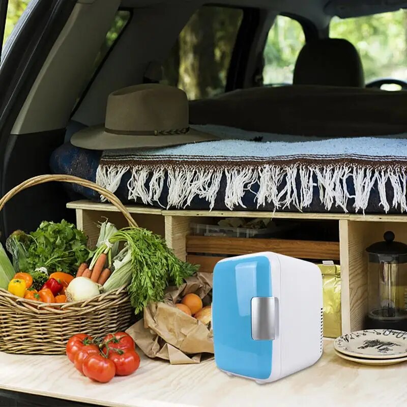 Portable Mini Fridge For Car Beverage Small Refrigerator For Drinks Snacks Dorm 12V Fridge For Vehicle Warmer Fridge For Travel