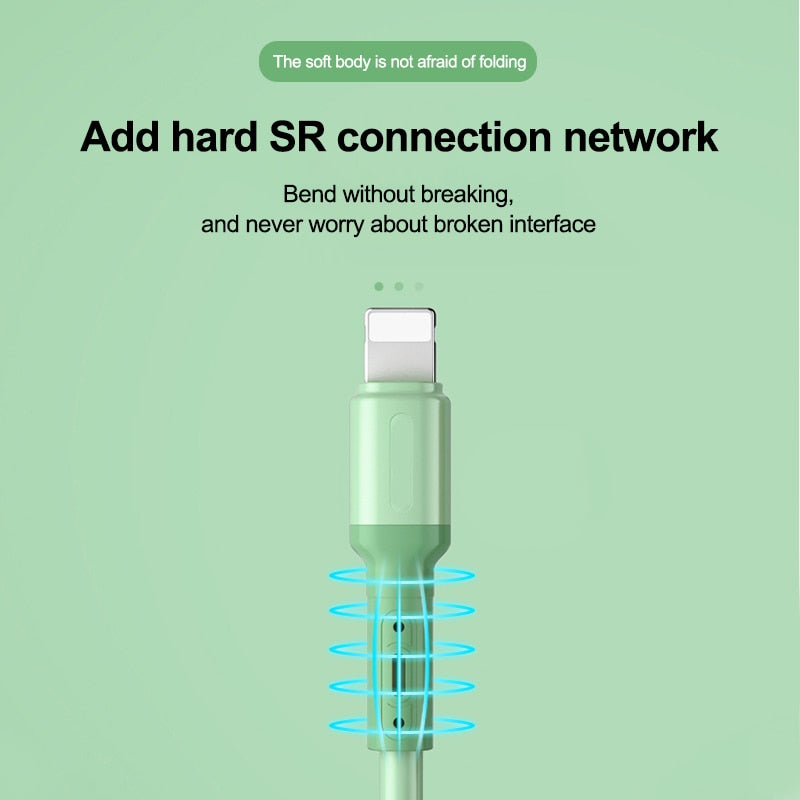 USB Cable For iPhone 14 13 12 11 Pro Max XR XS 8 7 6s 5s Fast Data Charging Charger USB Wire Cord Liquid Silicone Cable 1/1.5/2M