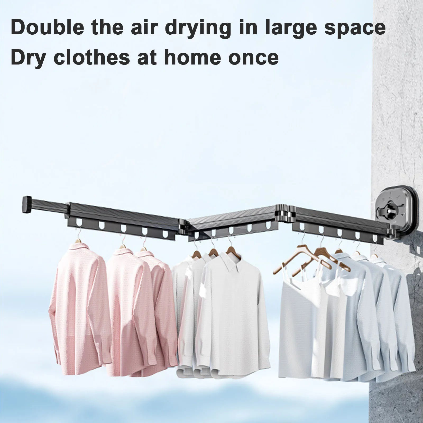 Folding Clothes Rack Aluminum Clothes Hangers Black Wall Mount Rack Drying Rack Sucker Install Clothes Home Laundry Clothesline