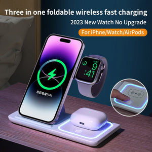 Remax W5 3-in-1 Wireless Charger Magnetic Fast Charging Stand for IPhone Airpods Bluetooth Earphones iWatch