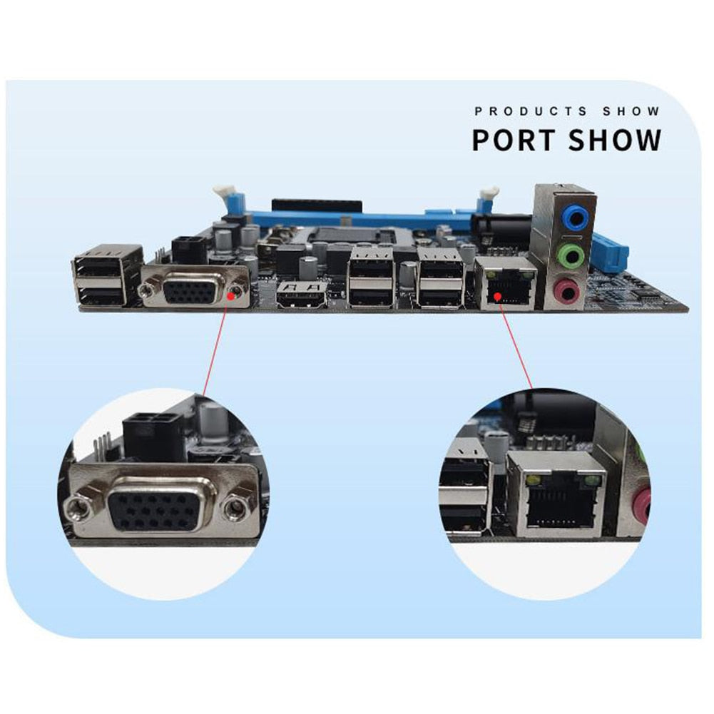 PC Main Board H61 16GB Micro-ATX Desktops MainBoard LGA1155 Socket I3/I5/I7 CPU Support 2 X DDR3 Realtek 10/100 Mbps LAN Onboard