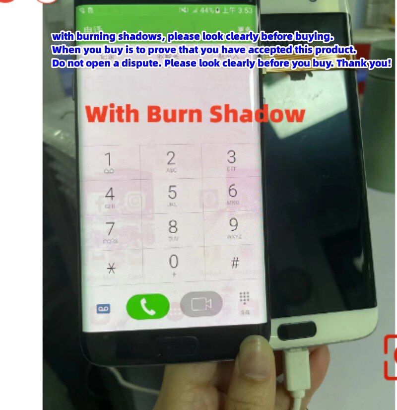 5.5'' Super Amoled LCD For Samsung Galaxy S7 edge LCD G935 G935F Touch Screen Digitizer Assembly Replacement With Burn Shadow