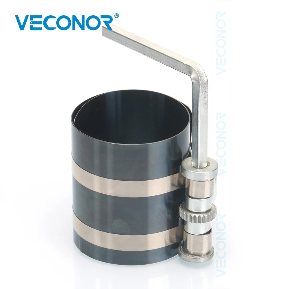 3" Piston Ring Compressor 53-175mm Engine Ratchet Type Clamp Band Installer With Quick Release 15C For 1/4" Drive Key Car Garage