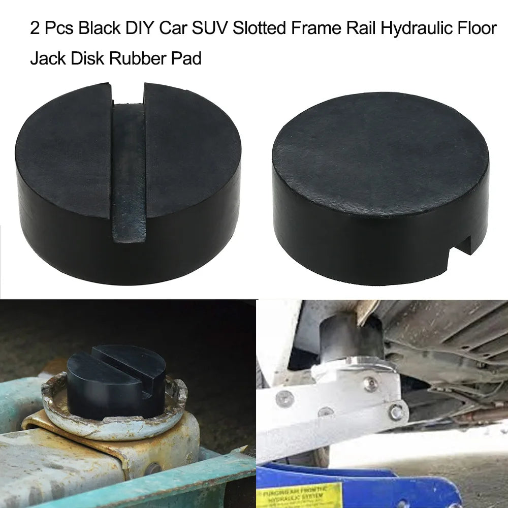 2 Pcs Black DIY Car SUV Slotted Frame Rail Hydraulic Floor Jack Disk Rubber Pad Car Accessories 2019