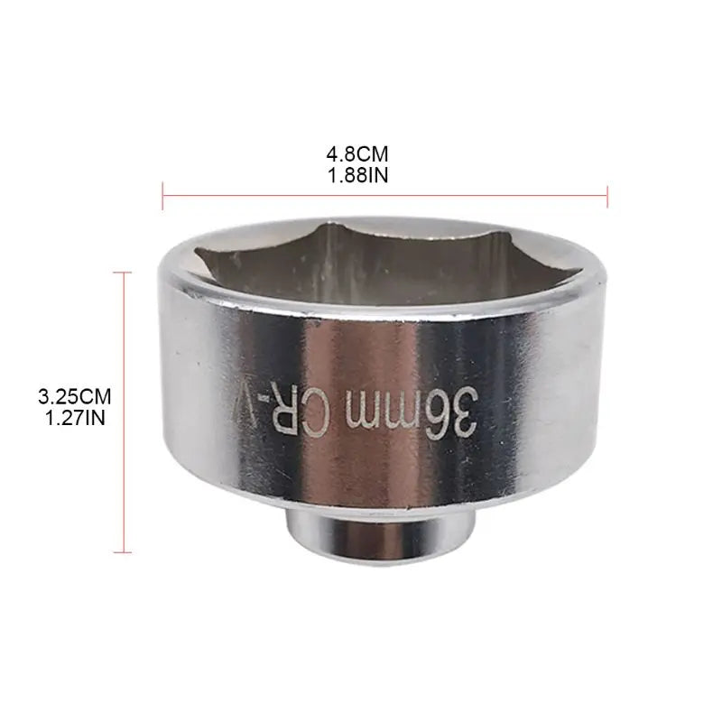 36mm Oil Filter Socket Tool Wrench 3/8" Drive Cap Remover Low Profile for Garage Oil Filter Wrenches