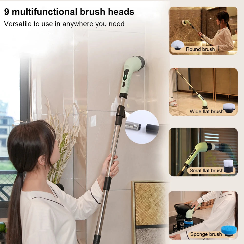 Electric Cleaning Brush Multifunctional Bathroom Toilet Electric Cleaning Brush 9 in 1 Household Spin Scrubber for Kitchen Brush