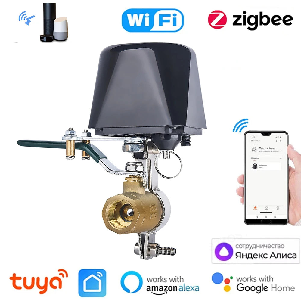 Tuya Zigbee WiFi Water Valve Smart Switch Gas Valve Timer Garden Smart Faucet Smart Life APP Voice for Alice Alexa Google Home
