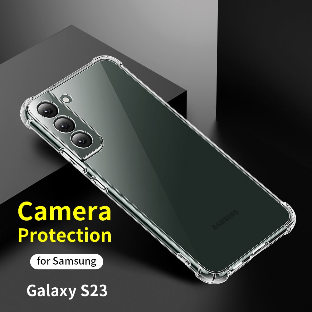 SmartDevil Bumper Case for Samsung Galaxy S23 Ultra Transparent Soft Black Cover for Samsung S23 Plus Airbag Anti Drop Protectio