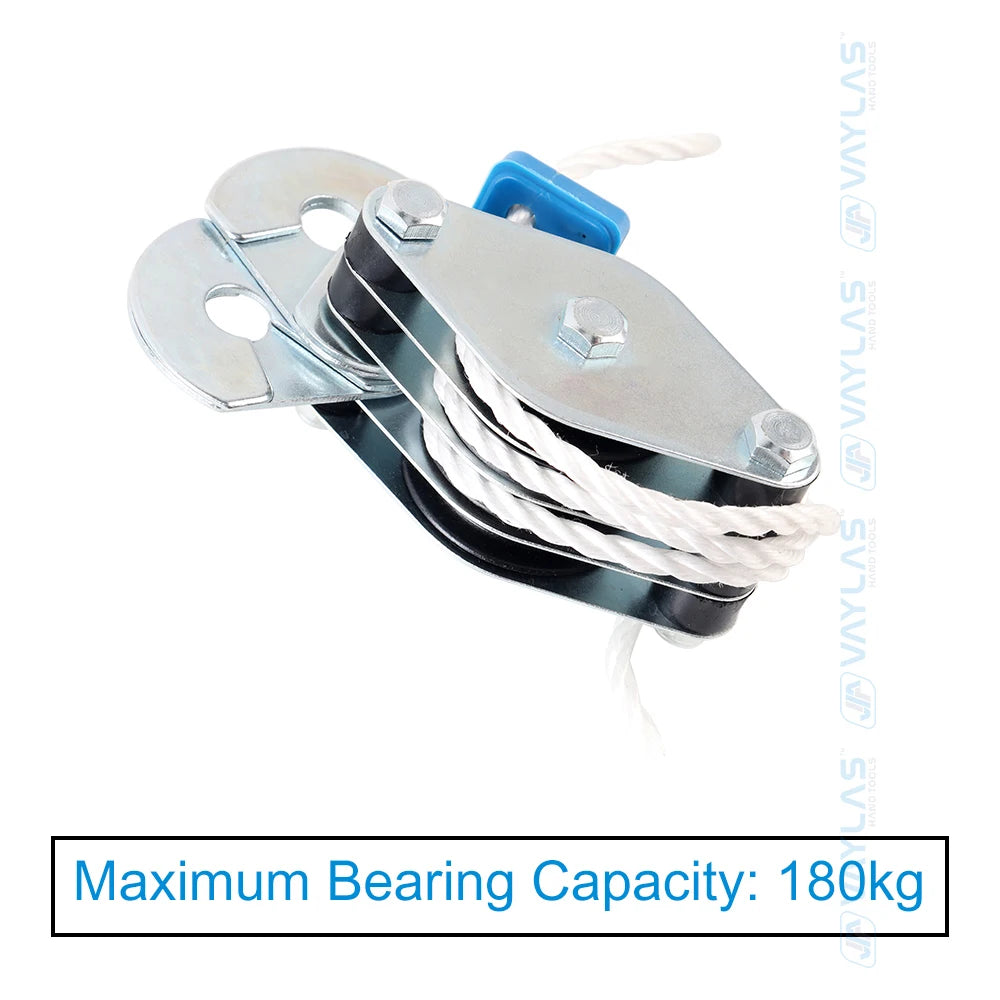 Cargo Lifting Pulley Set Labor Saving Winch Double 4 Groove Lifting Tool Stainless Steel for Lifting Heavy Objects Max 180kg