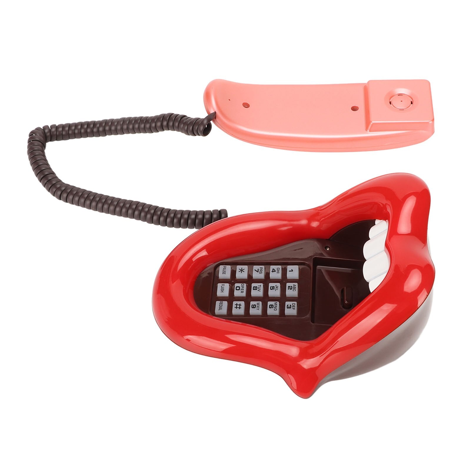 Novelty Tongue Stretching Sexy Lips Mouth Corded Phone with LED Indicator, Mini Landline Telephone for Home and Office Decor