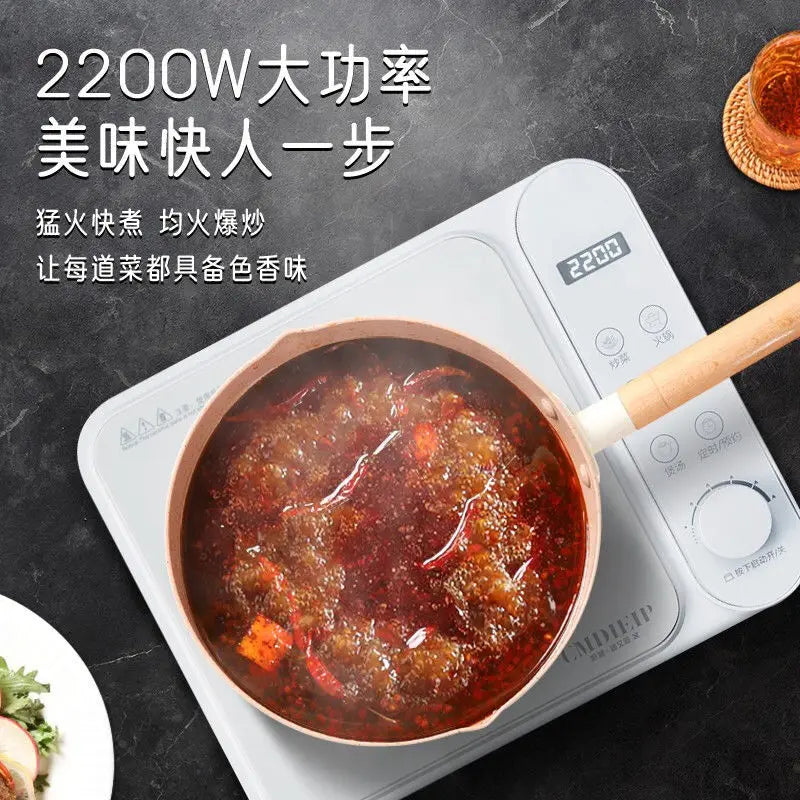 New 2200W Cute White Ultra-thin Induction Cooker Mini Dormitory Available Electric Stove 220v Heater Kitchen Hob Hotplate Panel