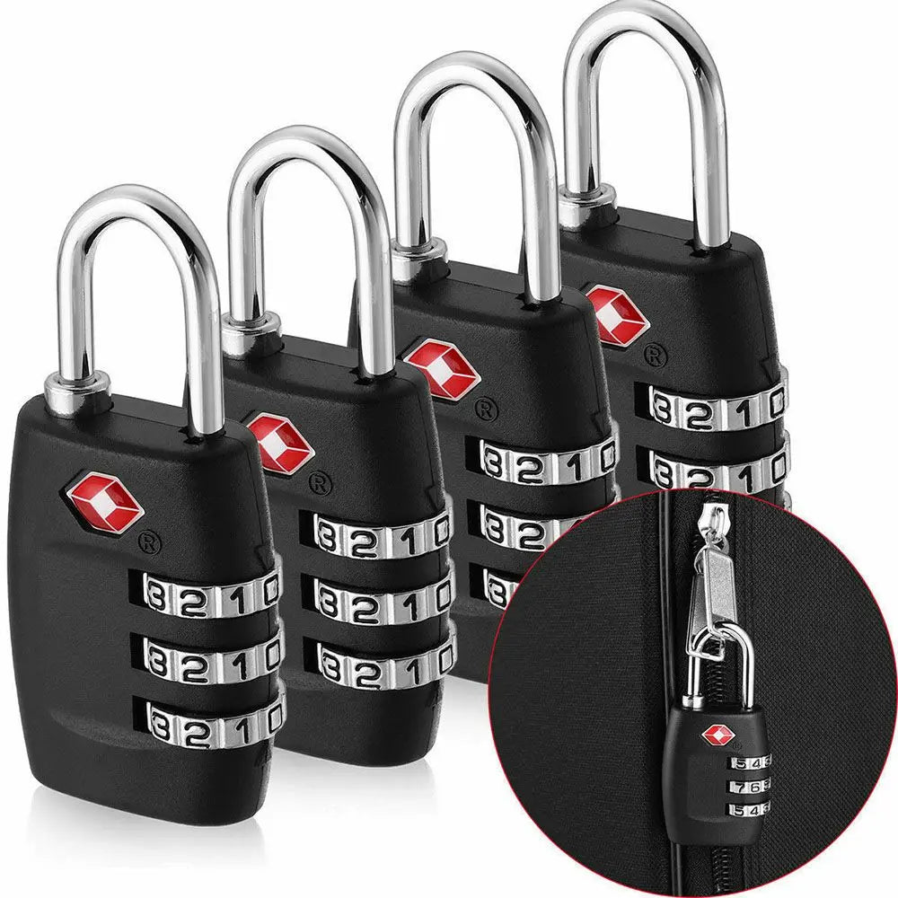 High Security TSA Customs Lock Overseas Customs Clearance Trolley Luggage Suitcase Backpack Password Padlock With Steel Cable