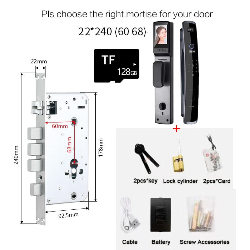 Fully Automatic WIFI APP 3D Face Recognition Smart Lock Fingerprint Biometric Card Key Digital Lock Home Smart Lock