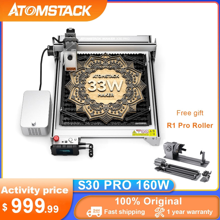 ATOMSTACK S30 Pro 160W Laser Engraver Cutting Machine 33W Output Quick Engrave Metal Dual Air Assist APP Control Support Offline