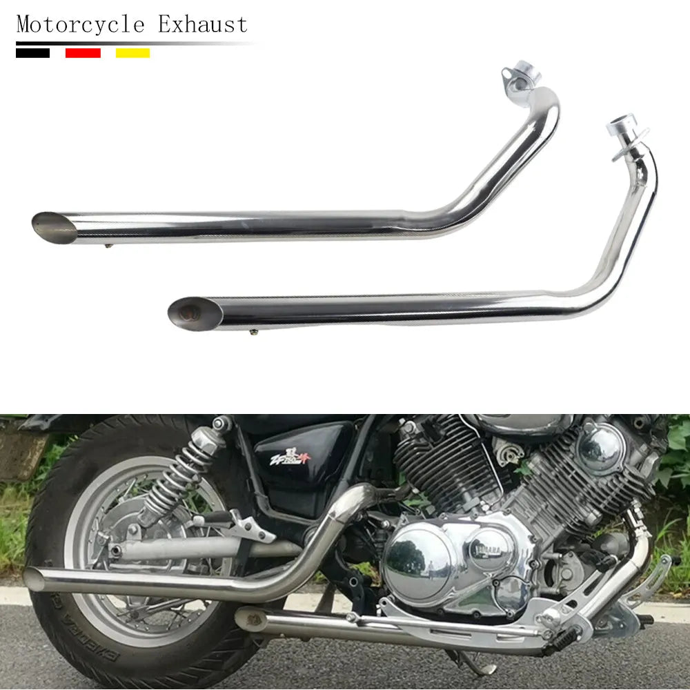 Motorcycle Staggered Shortshots Exhaust Muffler Pipe With Removable Silencer For Yamaha Virago XV 750 XV1100 XV 1100 S Special