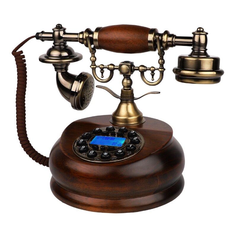 Retro Solid Wood Telephones Resin Digital Button Dial Phone And Rotary Dial Corded Nostalgic Landline for Home Vintage Decorativ