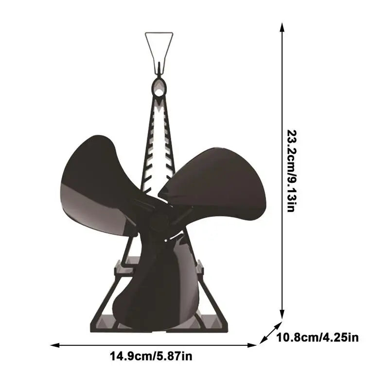 3-Blade Heat Powered Non-Electric Fireplace Fan For Wood Burning Pellets Quickly Warm Air Silent Working