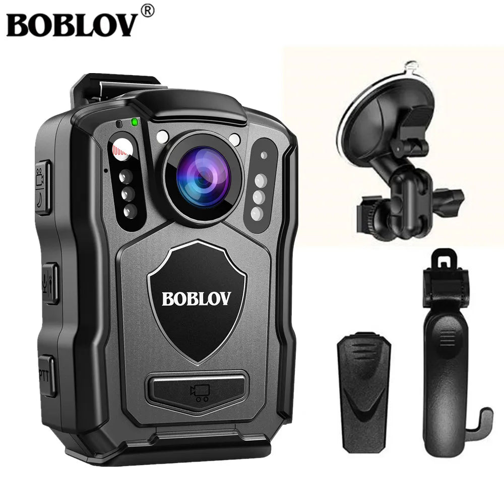 BOBLOV M5 Police Body Camera GPS Recorder 1440P Body Mounted Cam 128GB Body Camera Night Vision IR IP67 Dashcam Car Suction Cam