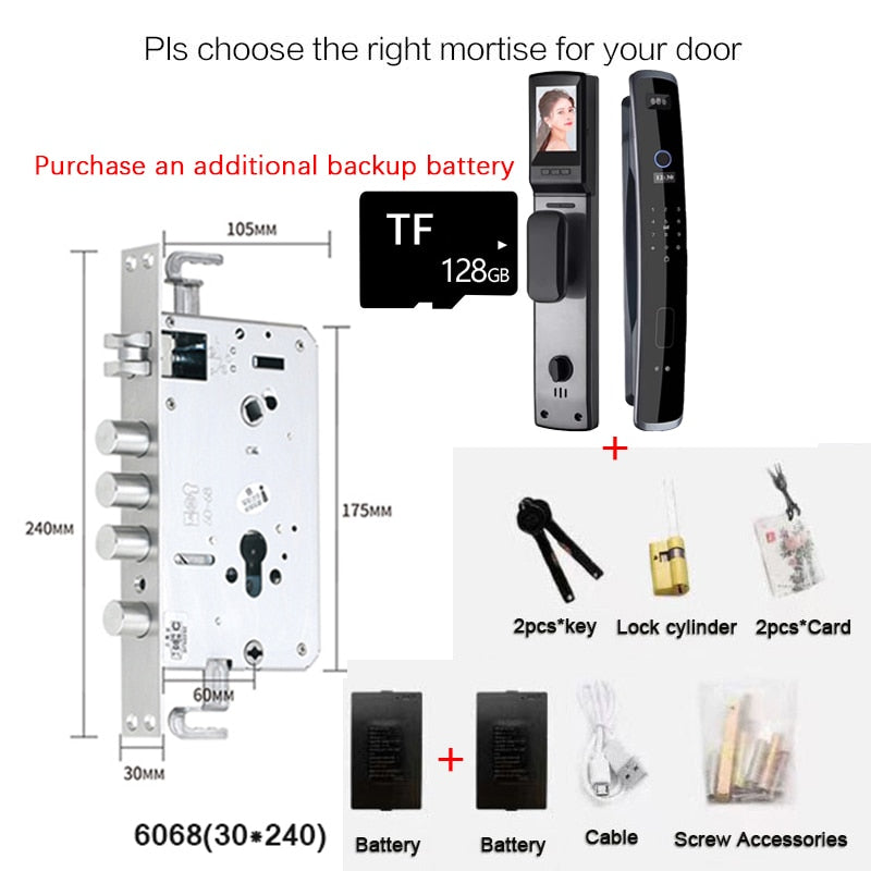 Fully Automatic WIFI APP 3D Face Recognition Smart Lock Fingerprint Biometric Card Key Digital Lock Home Smart Lock