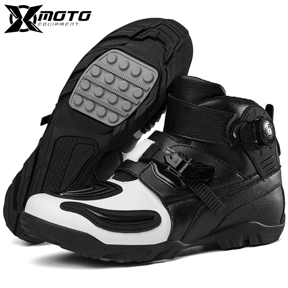 Motocross Riding Boots Mountain Riding Motorcycle Leather Boots Outdoor Travel Sports High Top Non-slip Shoes Higher Quality