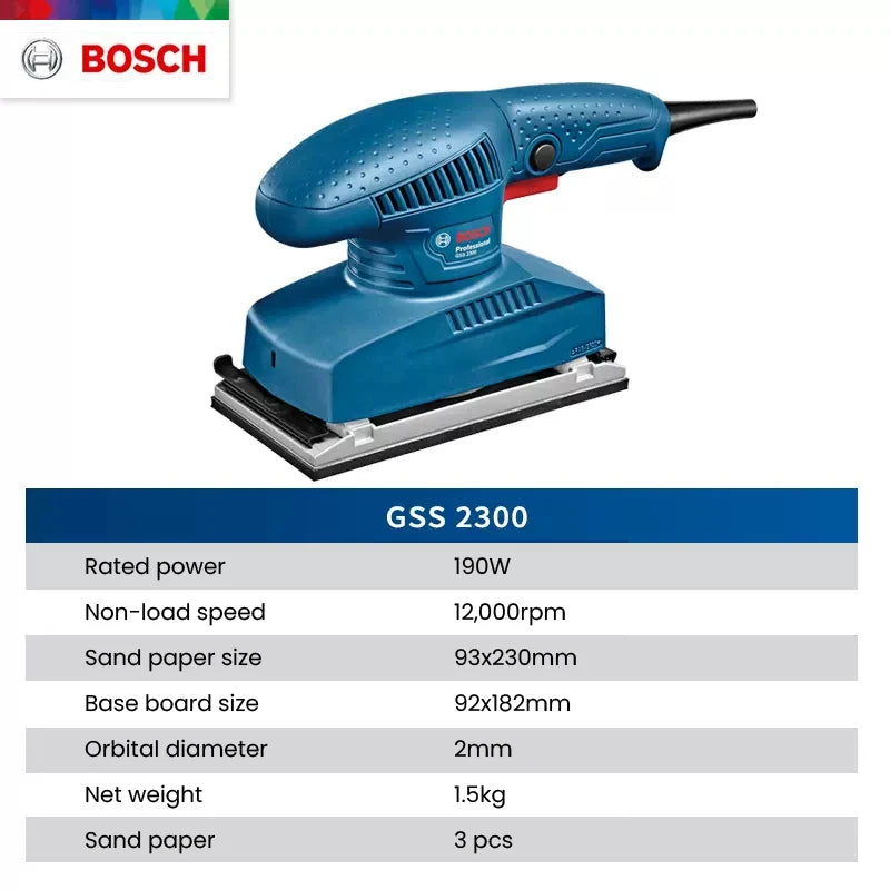 Bosch Orbital Sander Professional GSS 2300 190W 12000rpm Polisher Polishing Grinding Sandpaper Machine Electrical Power Tool