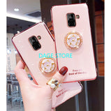 For Samsung Galaxy A5 A8 Plus A6 Plus J8 2018 Electroplated  Phone Case Bling Crystal Holder Cover Soft TPU Back Cover