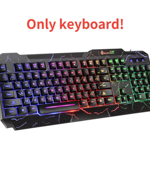 4 In1 Gaming Keyboard Mouse LED Breathing Backlight Ergonomics Pro Combos USB Wired Full Key Professional Mouse Keyboard Teclado