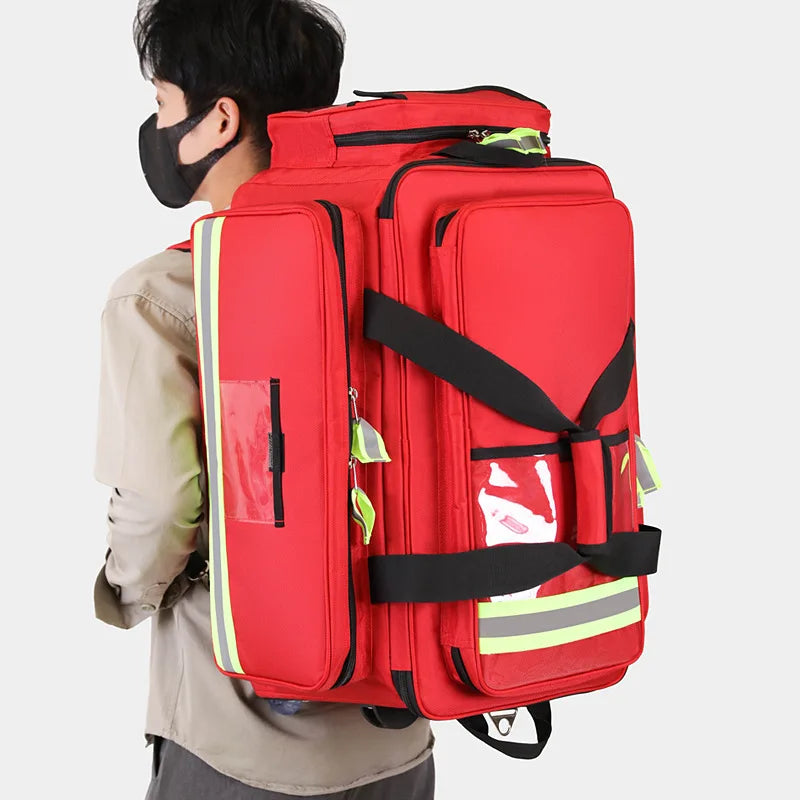 Large Capacity Empty Trolley First Aid Bag Waterproof EMS Backpack for Medical Outdoor Clinic Nursing Earthquake Rescue Kit