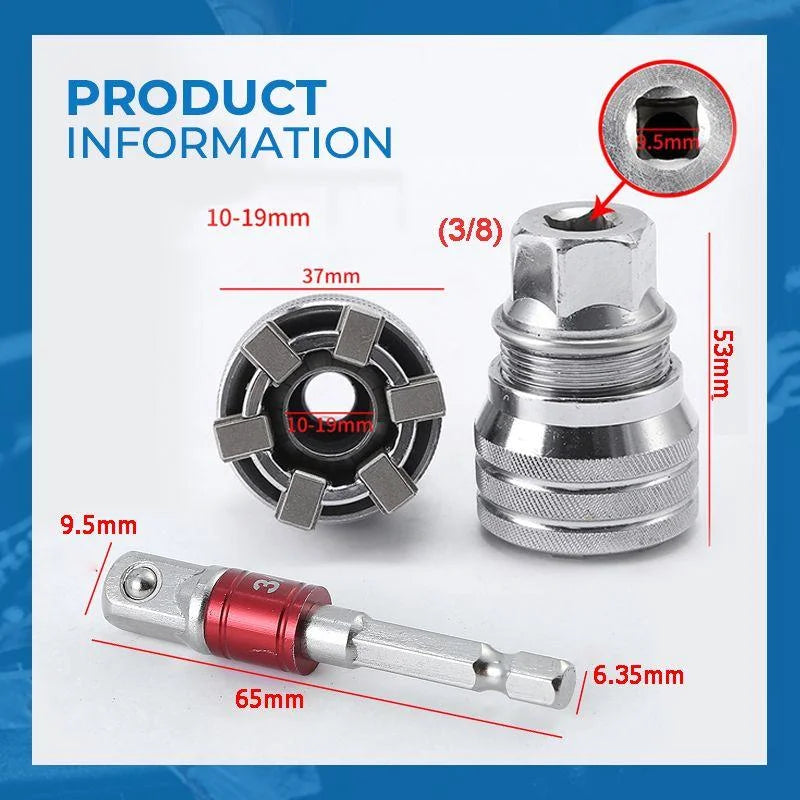 Electric Drill Magic Sleeve Converter Adjust 10mm To19mm With Ratchet Wrench Universal Electric Wrench Sleeve Converter dropship