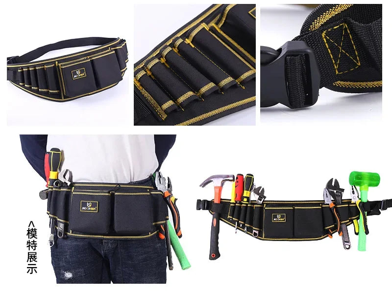 Hardware Tool Repair Kit Storage Bag Oxford Cloth Tool Belt Bag for Electric Drill Wrench Clamp Hammer Multi-pockets Waist Bag
