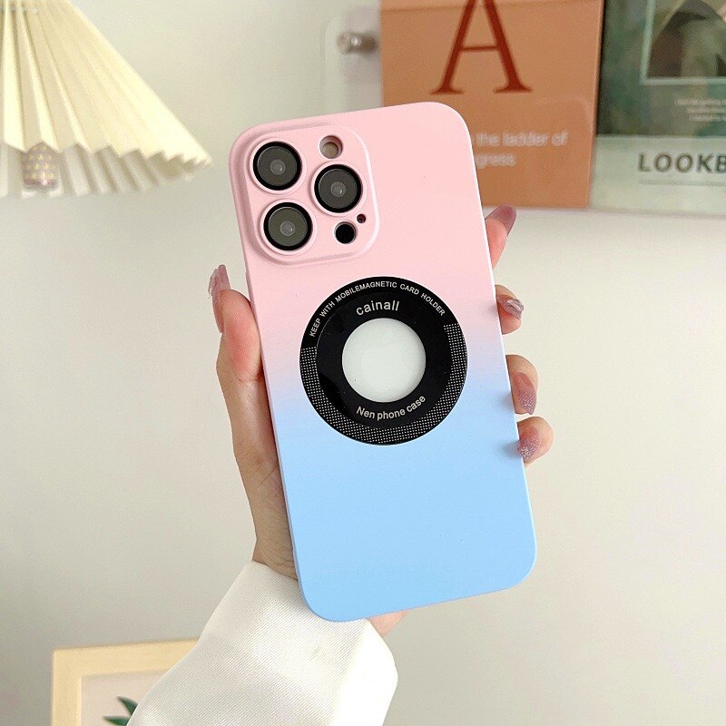 Luxury wireless charging hard phone case suitable For iPhone 14 13 12 11  Pro Max 14 Plus magnetic bumper gradient phone cover