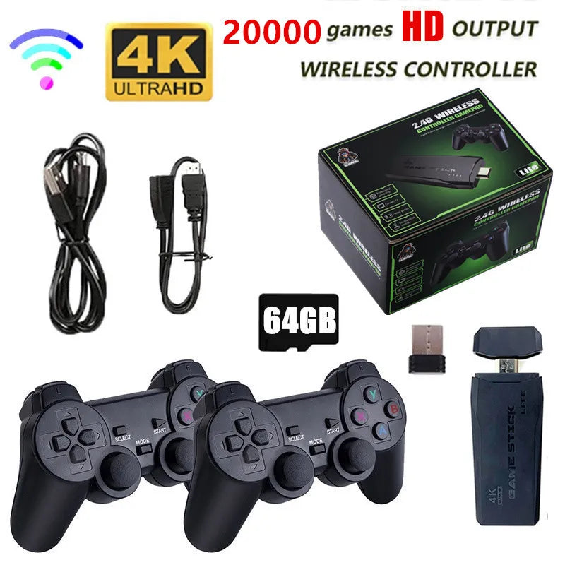 Video Game Console 2.4G Double Wireless Controller Game Stick 4K 20000 Games 64 32GB Retro Games for TV Boy Christmas Gift