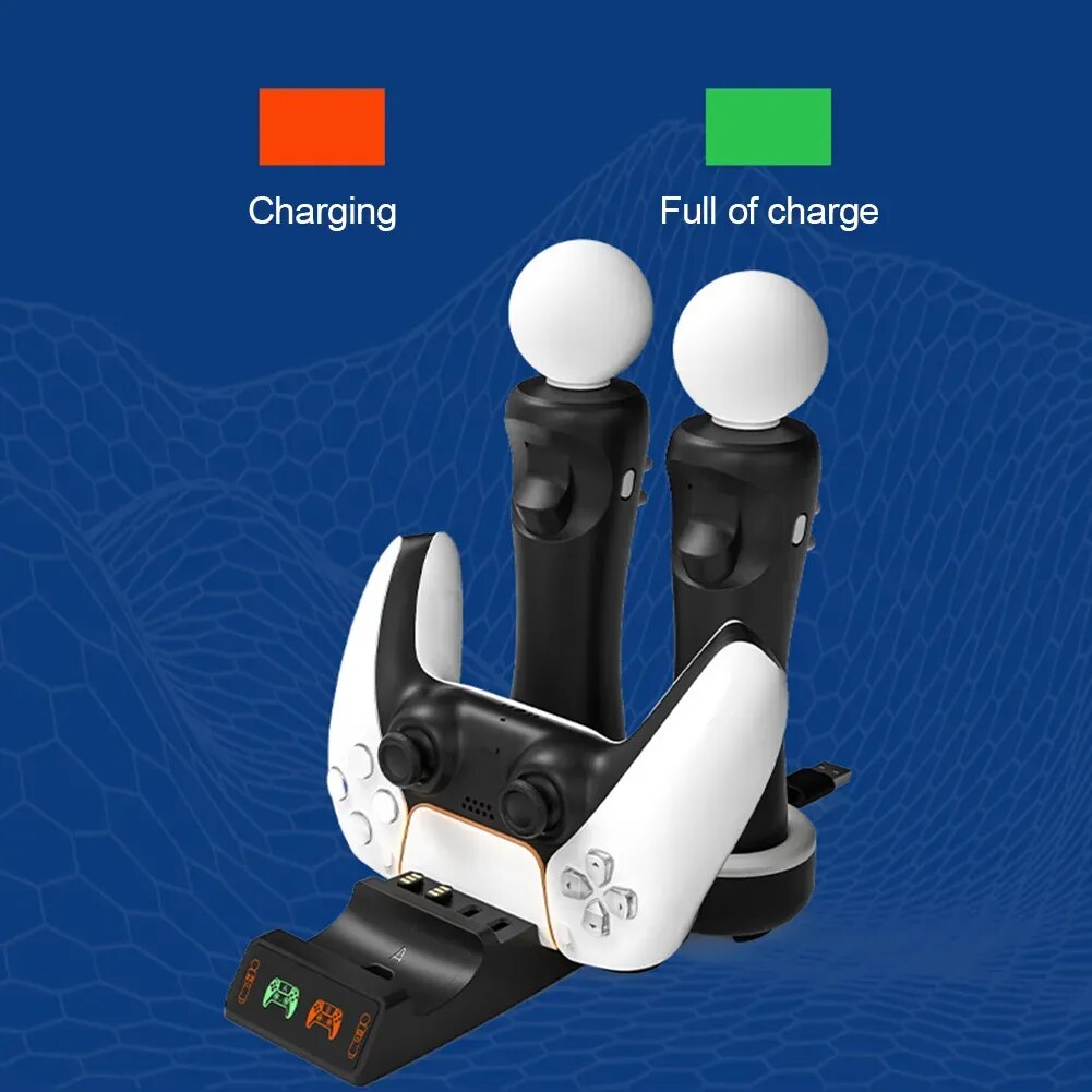 NEW2023 Controller Charger Move Gamepad Stand for PS5 PS Move Charging Dock Station 4 in 1 Game Controller Charger