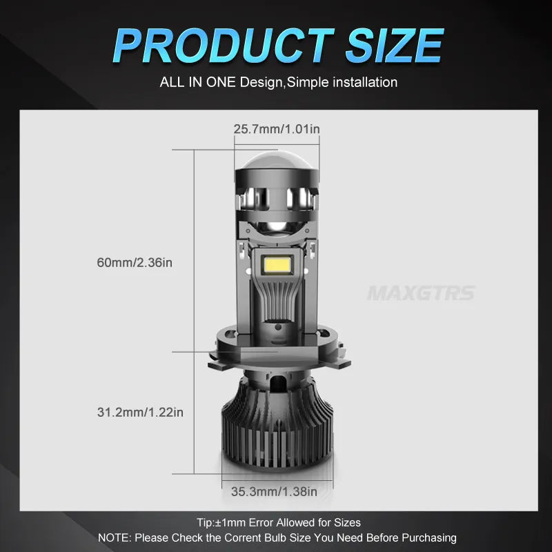 55W 12000LM Auto Lamp Mini Lens LED H4 9003 HB2 Bulbs Headlight Motorcycle scooter Projector Len LED Automotive Moto DC/AC 12V
