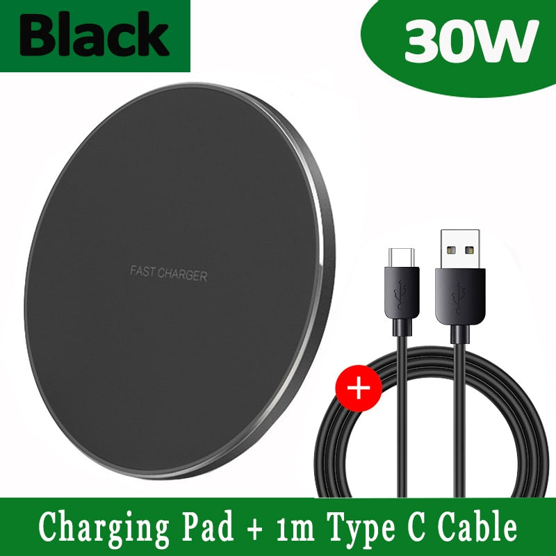 FDGAO 30W Wireless Charger USB C Fast Charging Pad Quick Charge QC 3.0 For iPhone 14 13 12 11 XS XR X 8 Samsung S22 S21 S20