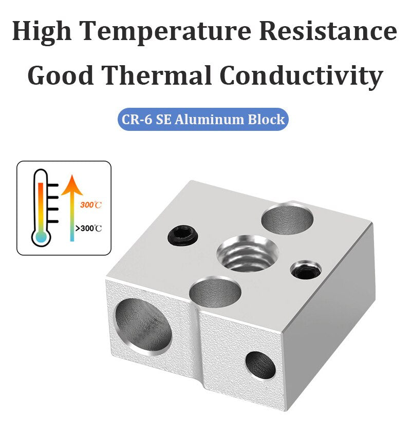 Top Quality Bimetal Heatbreak CR6 SE Heated Block 3D Printer Part Hotend Aluminum Copper Plated Throat Heating Block For CR-6 SE