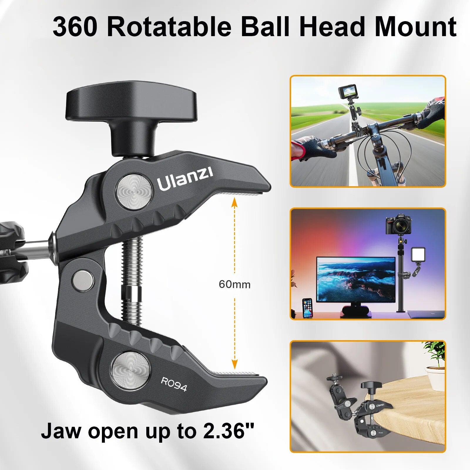 Ulanzi R094  SLR Camera Magic Arm Ball Head with Crab Claw Clip Universal Monitor Bracket BallHead Clamp Super Holder Stand