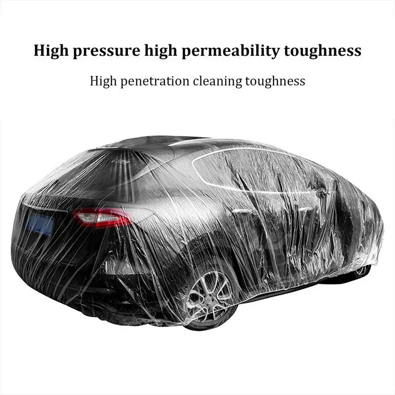 Clear Car Covers Waterproof Transparent Car Clothing Dustproof Full Exterior Covers Smooth Indoor & Outdoor Car Guard Thicken PE
