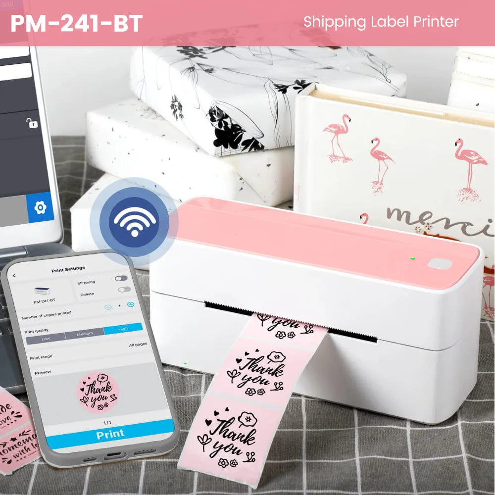 118mm Phomemo PM-241 Shipping Label Printer Bluetooth Wireless Thermal Label Printer Compatible with iPhone Android Mac Windows