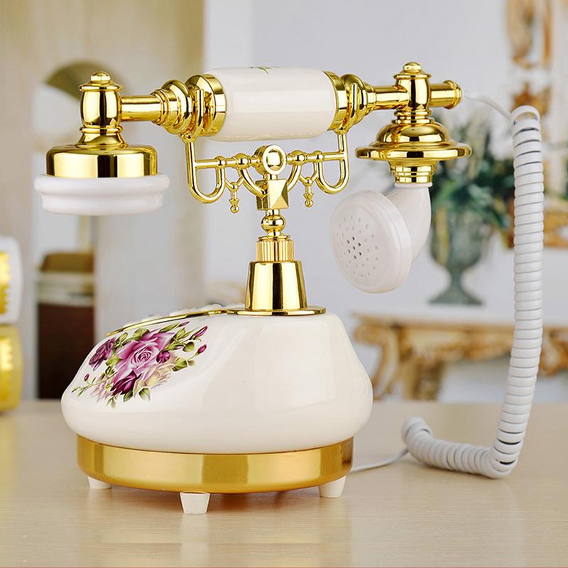 Retro Innovative High Ceramic European Telephone American Style Telephone Landline End Rose Desktop Phone For Home Office Hotel